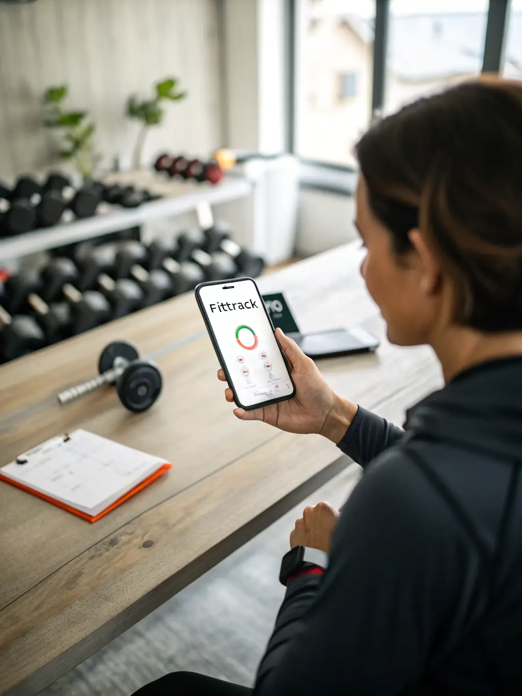 A person tracking their fitness progress and communicating with their trainer through the CoTrainr platform.